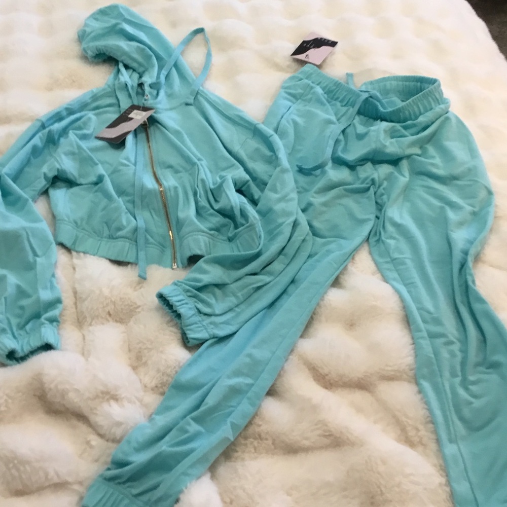 Tiffany Blue Two-Piece Hoodie & Jogger Set